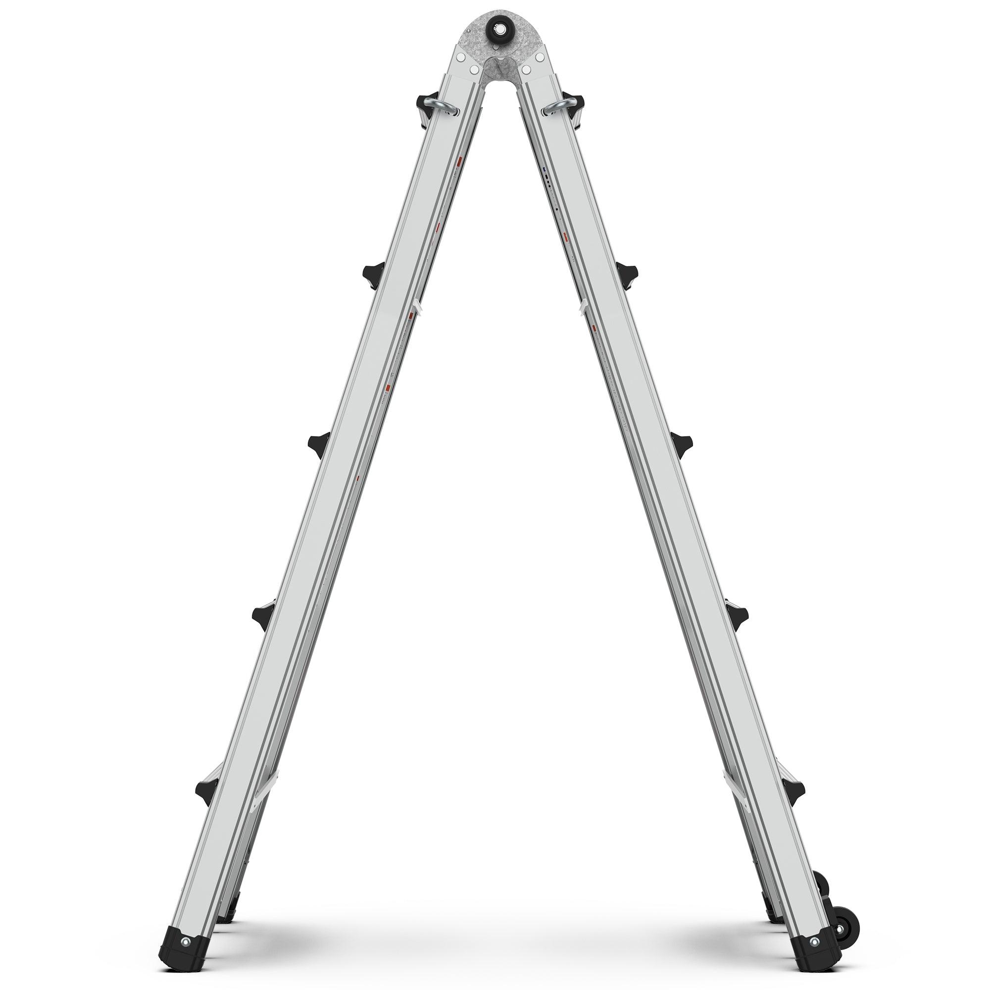 Aluminum Multi-Position Ladder With Wheels, 300 Lbs Weight Rating, 22 FT LamCham