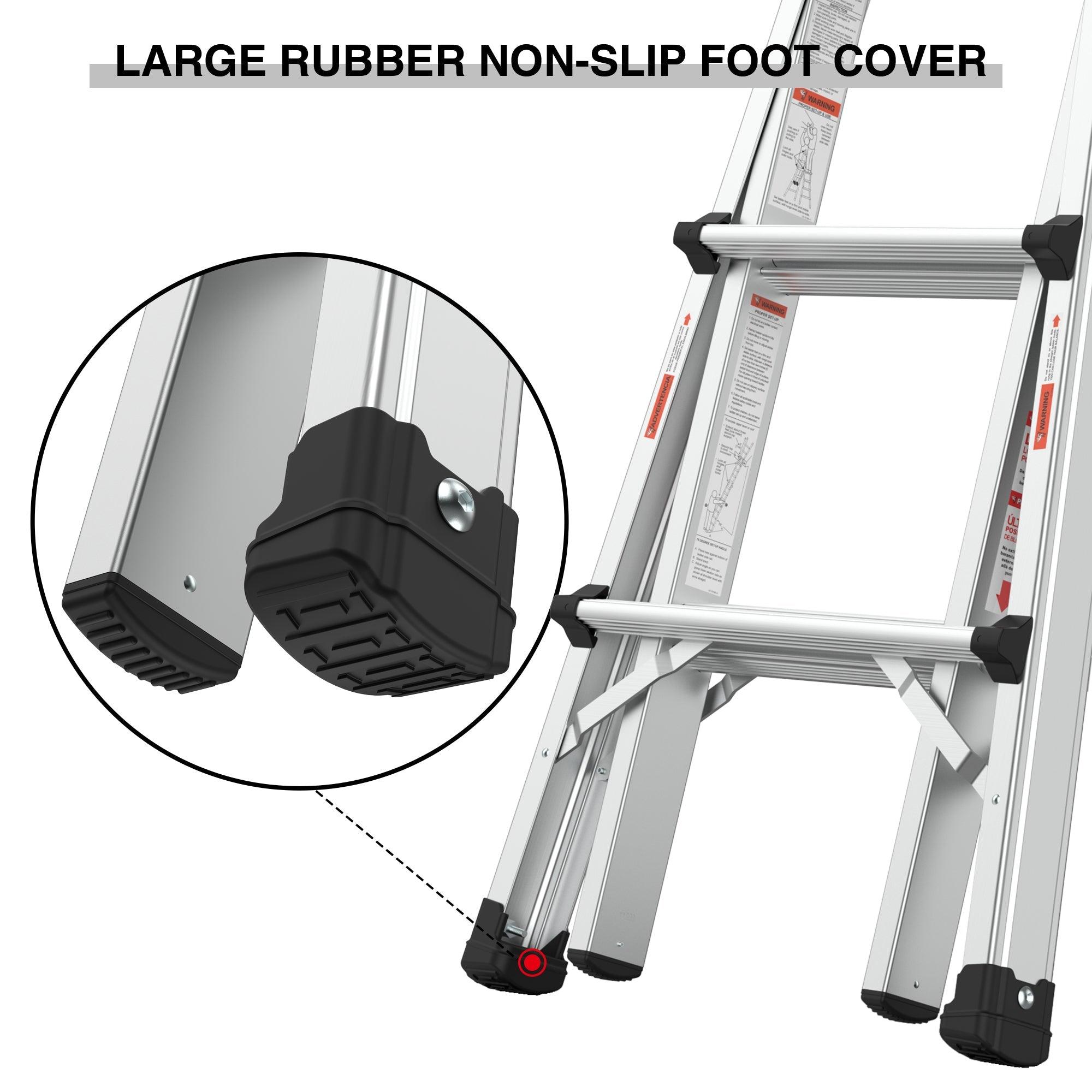 Aluminum Multi-Position Ladder With Wheels, 300 Lbs Weight Rating, 22 FT LamCham