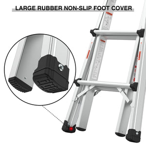 Aluminum Multi-Position Ladder With Wheels, 300 Lbs Weight Rating, 22 FT LamCham