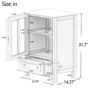 BAYLOP Buffet Storage Cabinet with Single Glass Doors and Unique Bell Handle LamCham