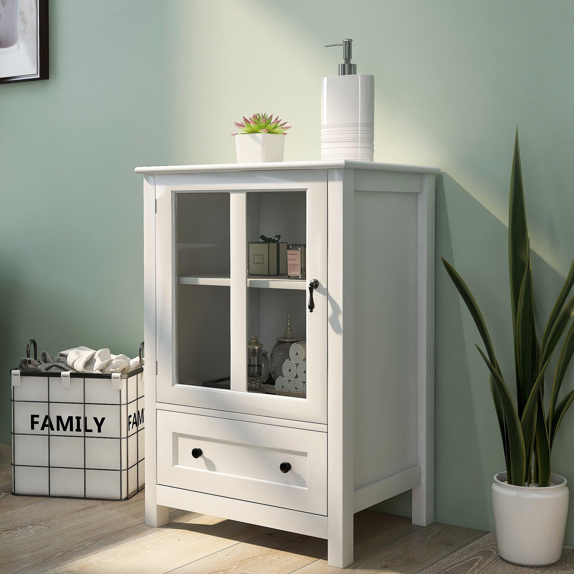BAYLOP Buffet Storage Cabinet with Single Glass Doors and Unique Bell Handle LamCham