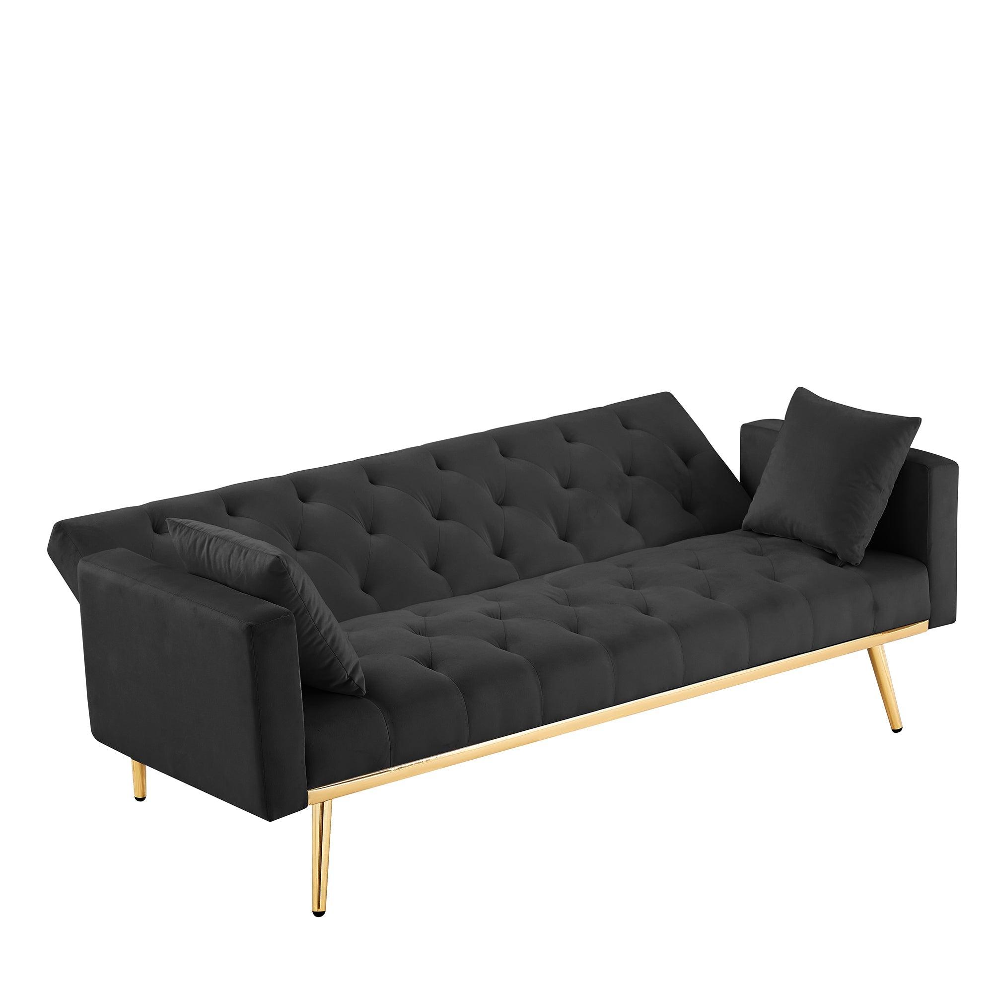 BLACK Convertible Folding Futon Sofa Bed, Sleeper Sofa Couch For Compact Living Space. LamCham