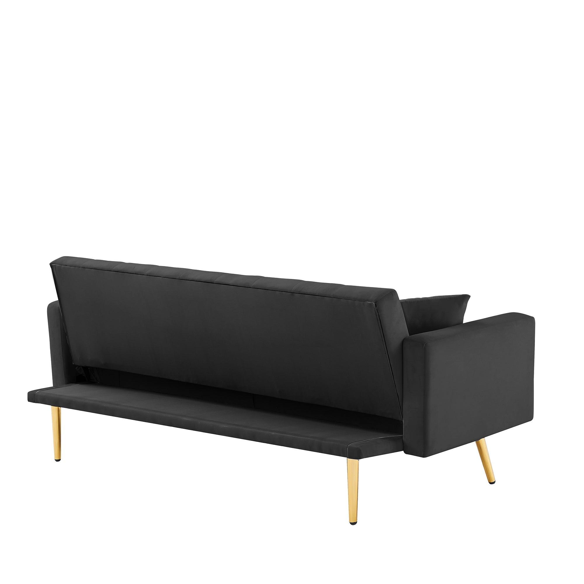 BLACK Convertible Folding Futon Sofa Bed, Sleeper Sofa Couch For Compact Living Space. LamCham