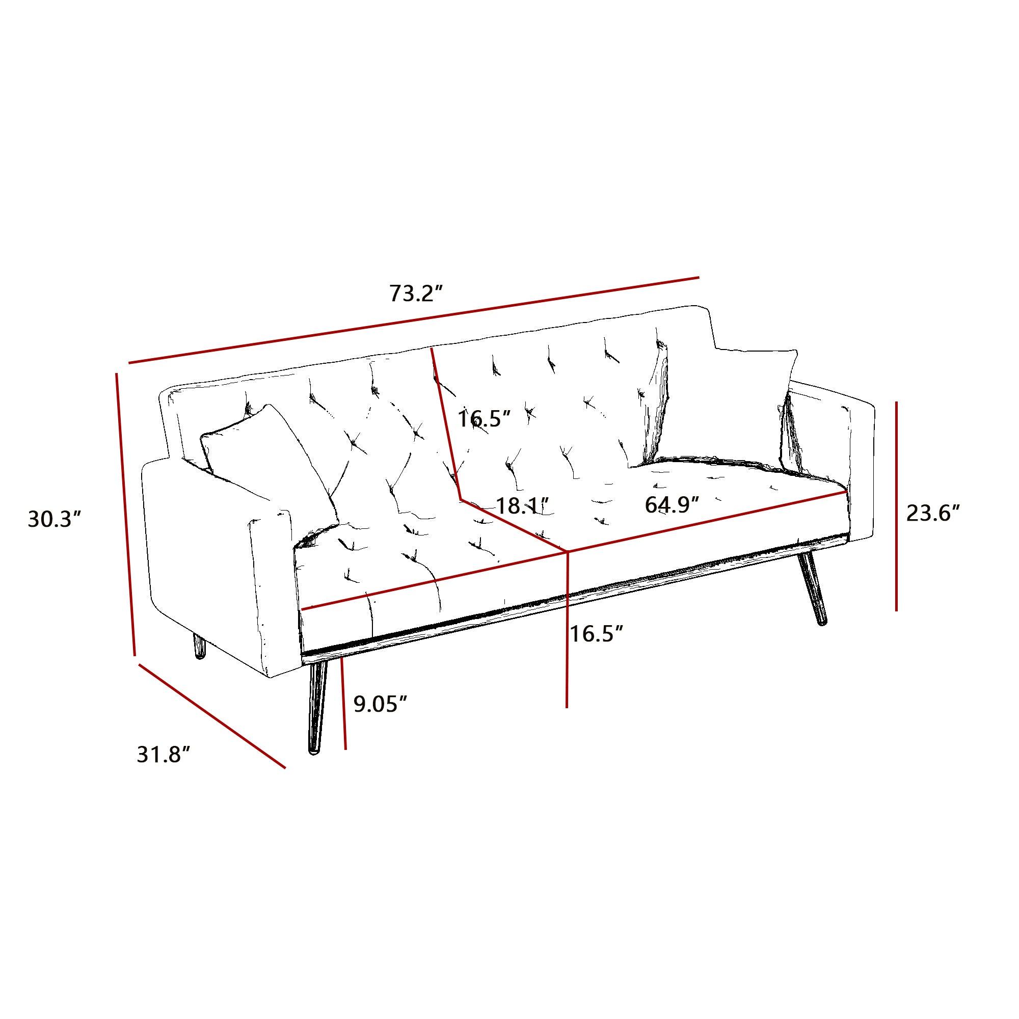 BLACK Convertible Folding Futon Sofa Bed, Sleeper Sofa Couch For Compact Living Space. LamCham