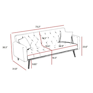 BLACK Convertible Folding Futon Sofa Bed, Sleeper Sofa Couch For Compact Living Space. LamCham