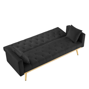 BLACK Convertible Folding Futon Sofa Bed, Sleeper Sofa Couch For Compact Living Space. LamCham