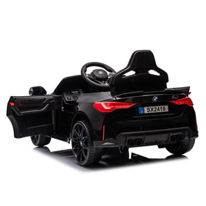 BMW M4 12v Kids ride on toy car 2.4G W/Parents Remote Control, Three speed adjustable, Power display, USB, MP3 , Bluetooth, LED light, Story, A handle with wheels and a pull, easy to carry LamCham