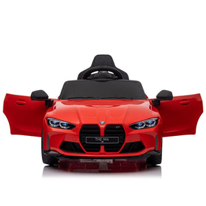 BMW M4 12v Kids ride on toy car 2.4G W/Parents Remote Control, Three speed adjustable, Power display, USB, MP3 , Bluetooth, LED light, Story, A handle with wheels and a pull, easy to carry LamCham