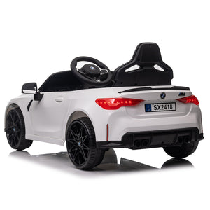 BMW M4 12v Kids ride on toy car 2.4G W/Parents Remote Control, Three speed adjustable, Power display, USB, MP3 , Bluetooth, LED light, Story, A handle with wheels and a pull, easy to carry LamCham