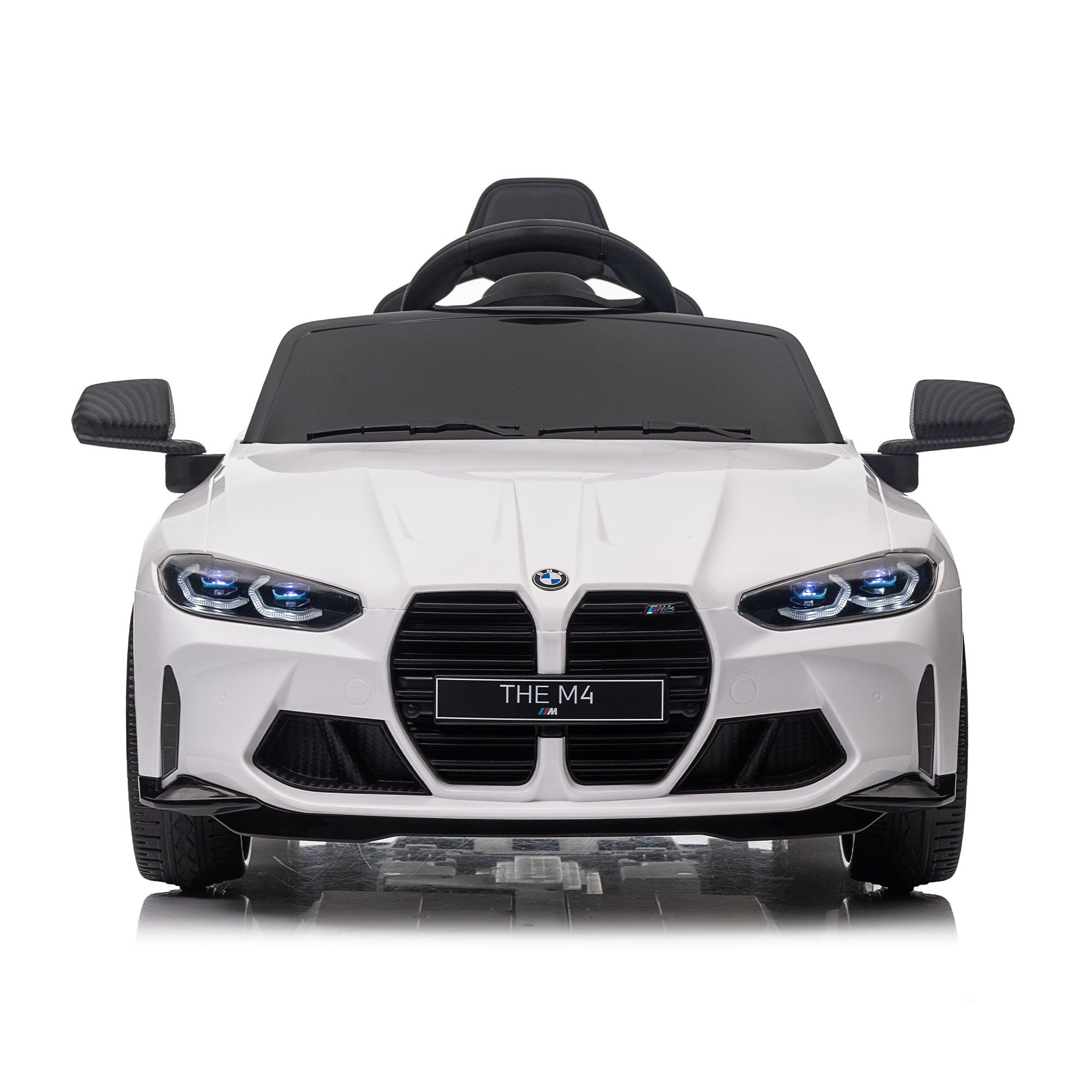 BMW M4 12v Kids ride on toy car 2.4G W/Parents Remote Control, Three speed adjustable, Power display, USB, MP3 , Bluetooth, LED light, Story, A handle with wheels and a pull, easy to carry LamCham