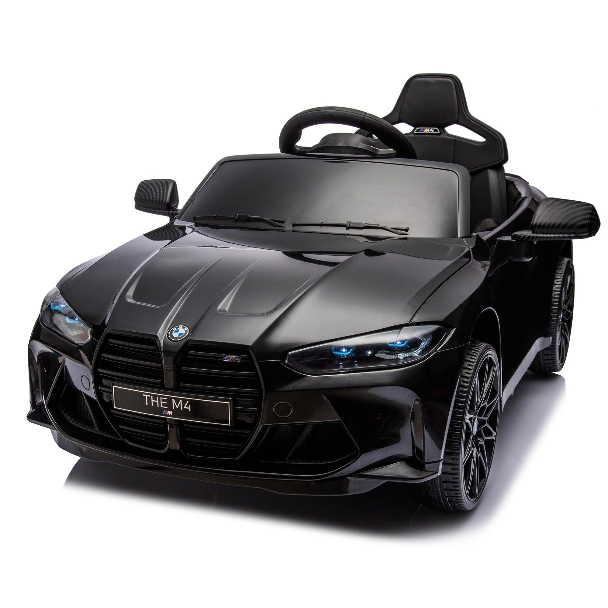 BMW M4 12v Kids ride on toy car 2.4G W/Parents Remote Control, Three speed adjustable, Power display, USB, MP3 , Bluetooth, LED light, Story, A handle with wheels and a pull, easy to carry LamCham