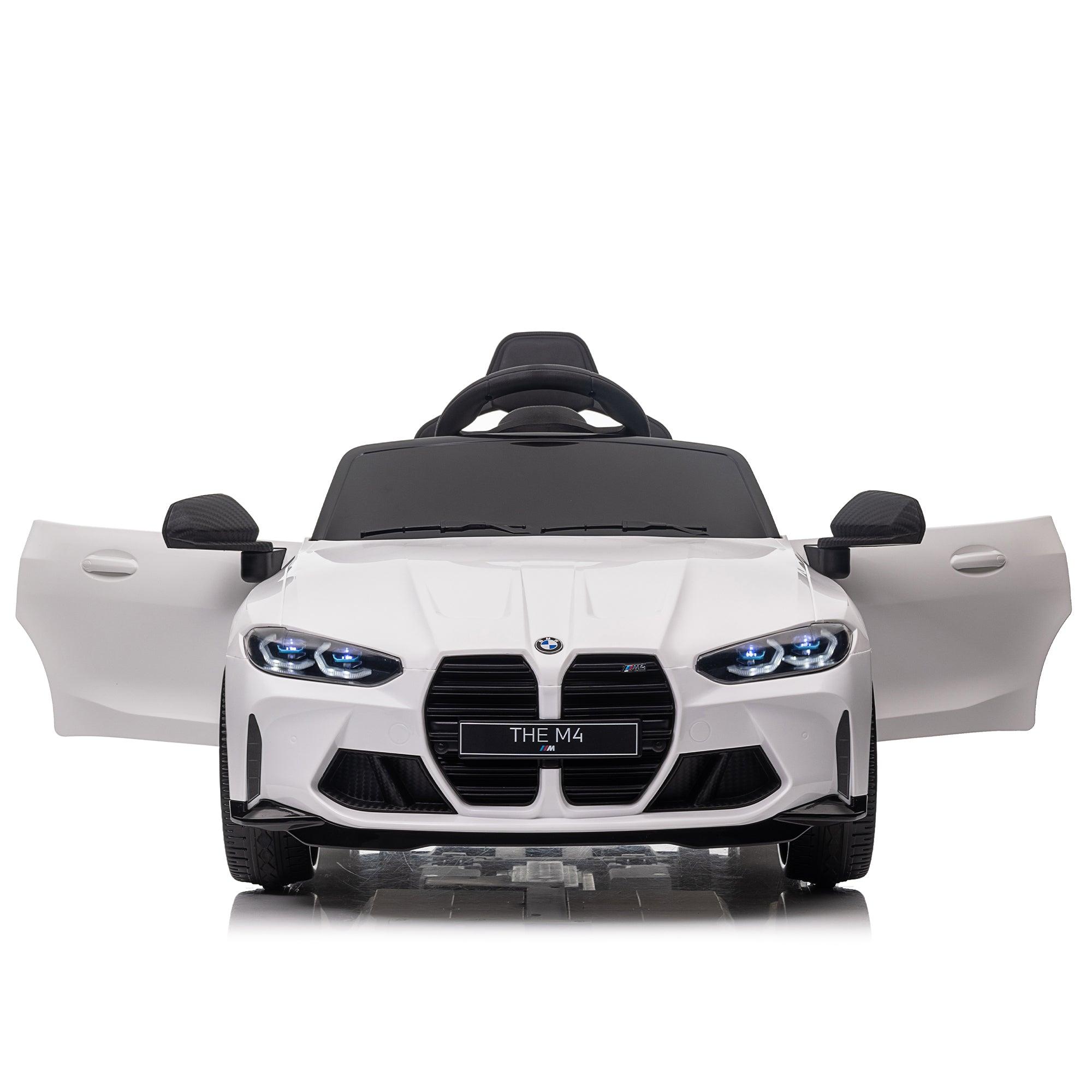 BMW M4 12v Kids ride on toy car 2.4G W/Parents Remote Control, Three speed adjustable, Power display, USB, MP3 , Bluetooth, LED light, Story, A handle with wheels and a pull, easy to carry LamCham