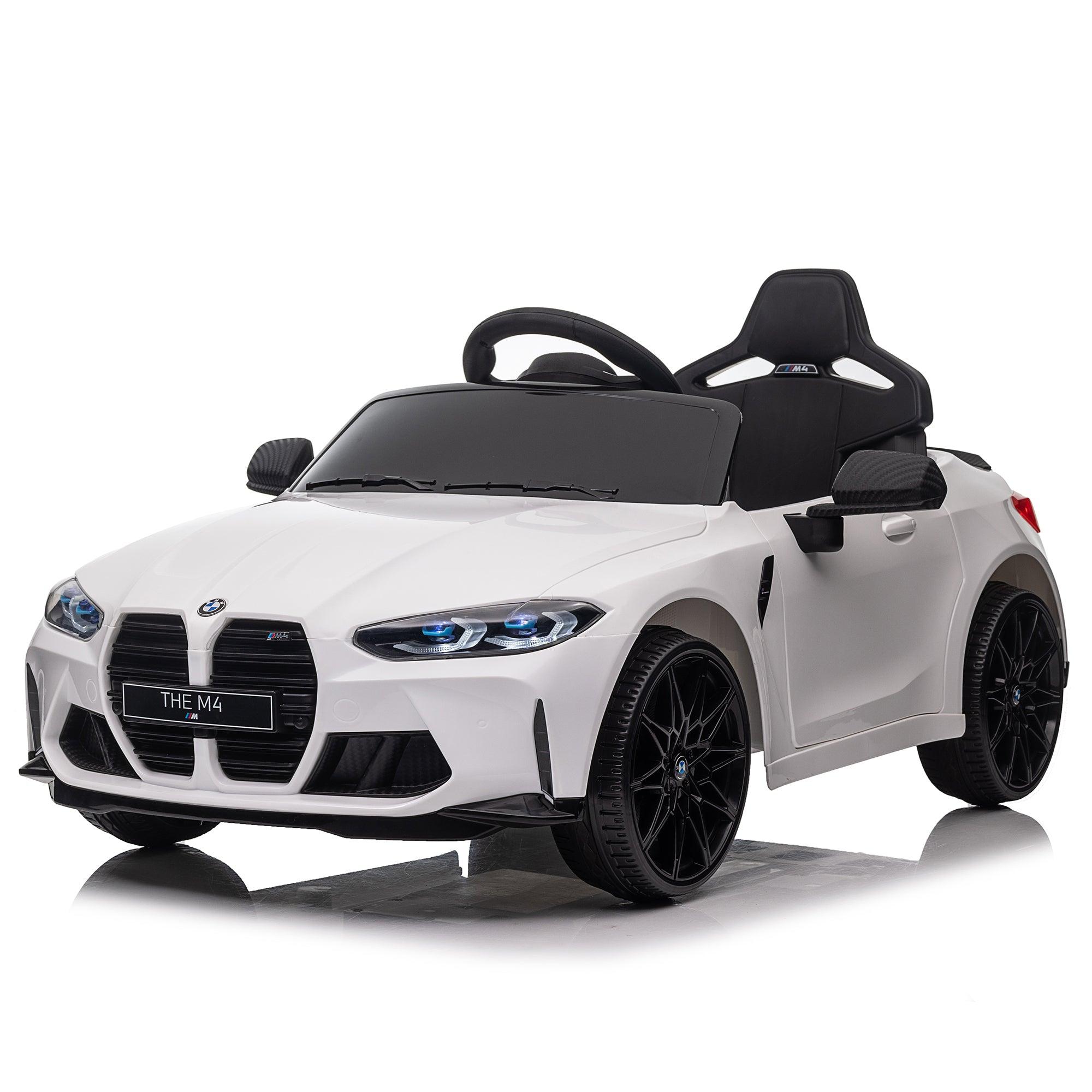 BMW M4 12v Kids ride on toy car 2.4G W/Parents Remote Control, Three speed adjustable, Power display, USB, MP3 , Bluetooth, LED light, Story, A handle with wheels and a pull, easy to carry LamCham