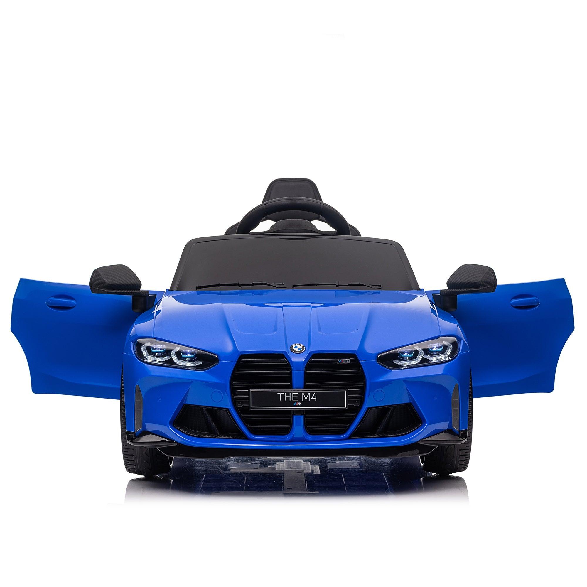 BMW M4 12v Kids ride on toy car 2.4G W/Parents Remote Control, Three speed adjustable, Power display, USB, MP3 , Bluetooth, LED light, Story, A handle with wheels and a pull, easy to carry LamCham