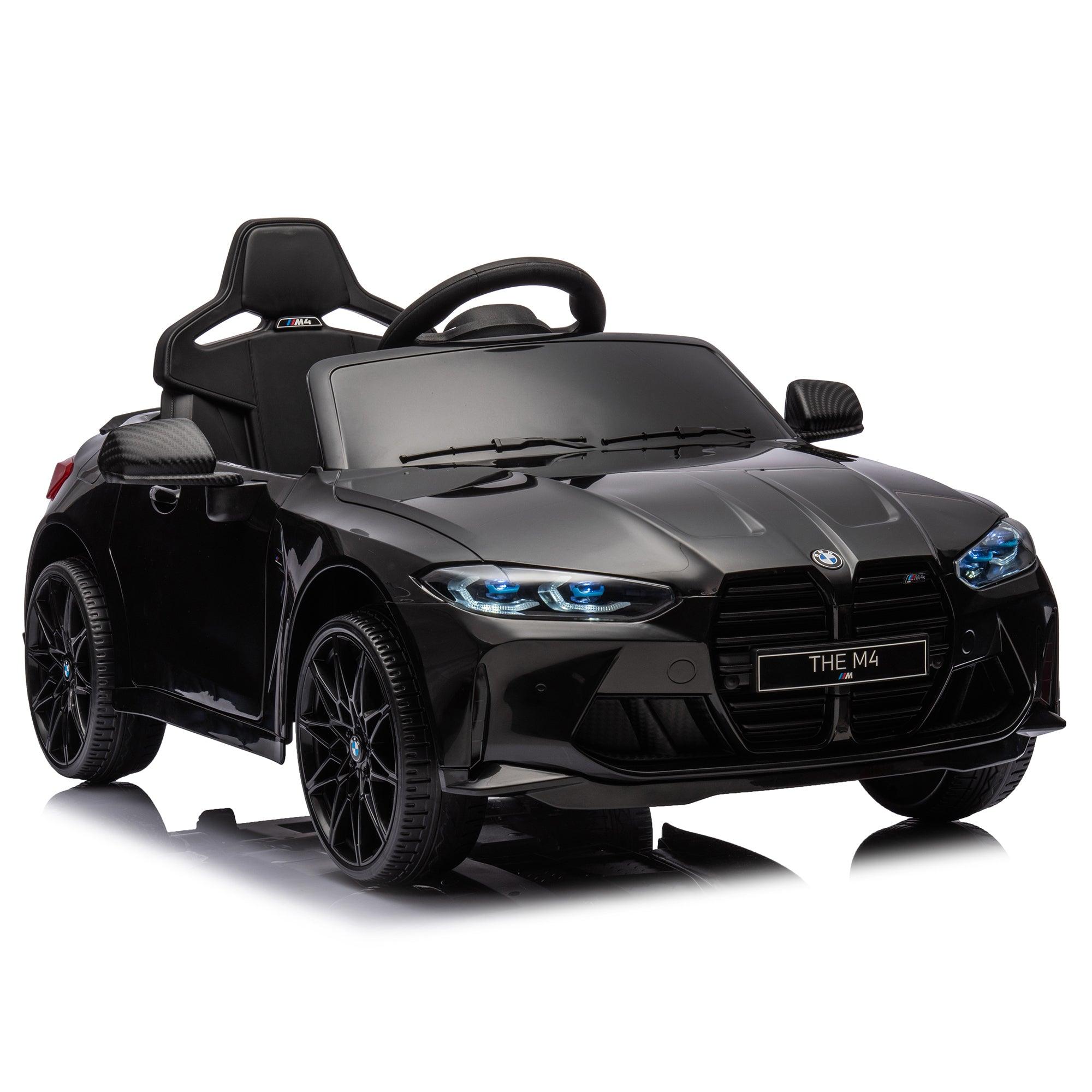 BMW M4 12v Kids ride on toy car 2.4G W/Parents Remote Control, Three speed adjustable, Power display, USB, MP3 , Bluetooth, LED light, Story, A handle with wheels and a pull, easy to carry LamCham