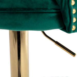 Bar Stools With Back And Footrest Counter Height Dining Chairs-Velvet Green-2PCS/SET LamCham