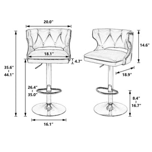 Bar Stools With Back And Footrest Counter Height Dining Chairs-Velvet Green-2PCS/SET LamCham