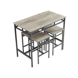 Bar table set 5PC Dinging table set with high stools, structural strengthening, industrial style, Gray LamCham