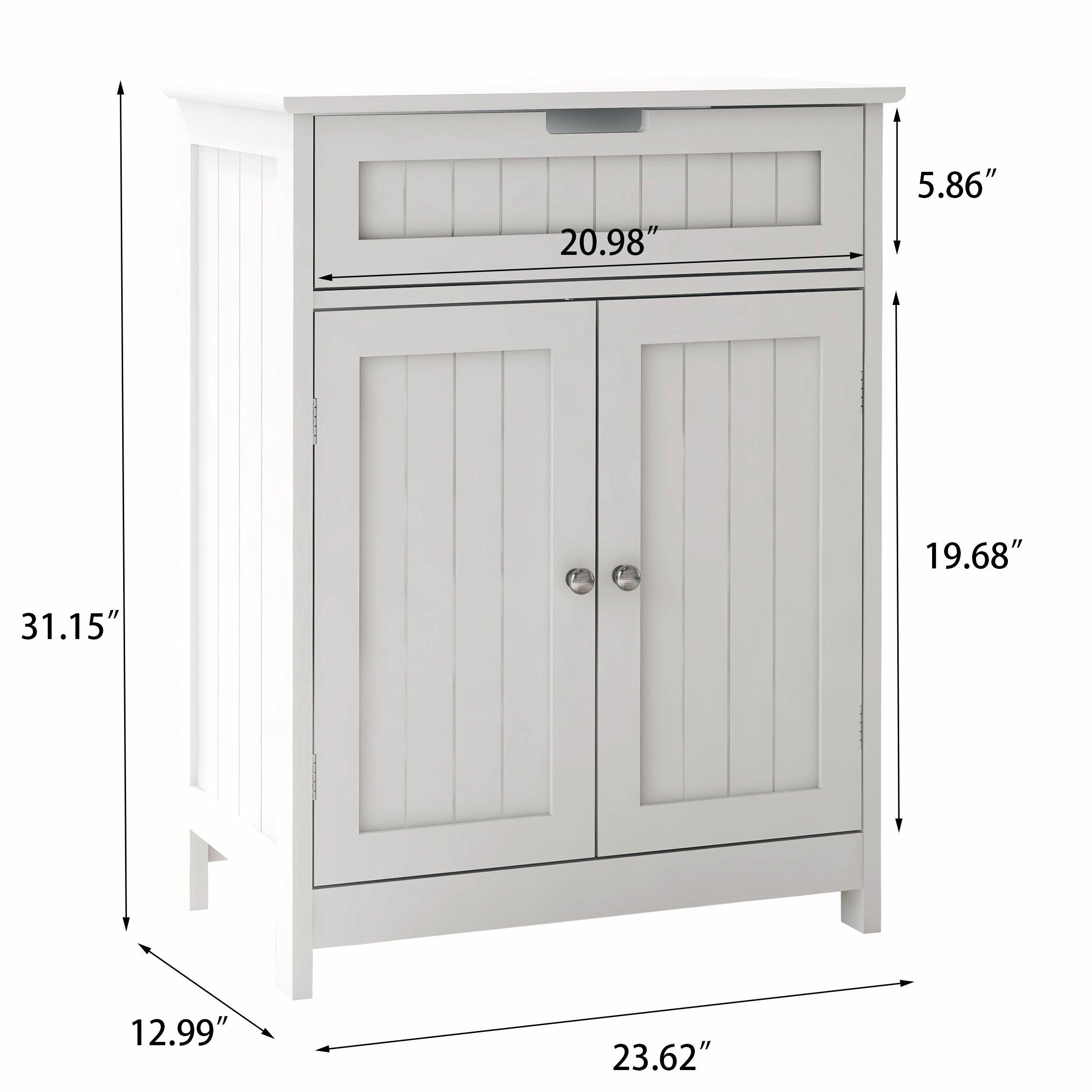 Bathroom Floor Cabinet Freestanding 2 Doors and 1 Drawer Wood Storage Organizer Cabinet LamCham