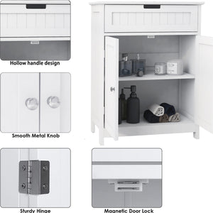 Bathroom Floor Cabinet Freestanding 2 Doors and 1 Drawer Wood Storage Organizer Cabinet LamCham