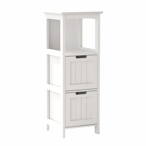 Bathroom Floor Cabinet with 2 Drawers and 1 Storage Shelf, Freestanding Organizer Cabinet, White LamCham