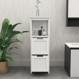 Bathroom Floor Cabinet with 2 Drawers and 1 Storage Shelf, Freestanding Organizer Cabinet, White LamCham