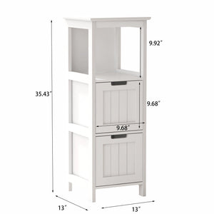 Bathroom Floor Cabinet with 2 Drawers and 1 Storage Shelf, Freestanding Organizer Cabinet, White LamCham