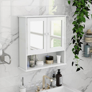 Bathroom Wall Cabinet with Doule Mirror Doors and Shelvs LamCham