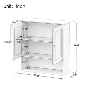 Bathroom Wall Cabinet with Doule Mirror Doors and Shelvs LamCham