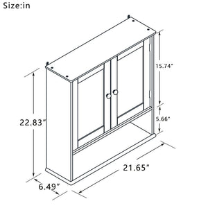 Bathroom Wall Cabinet with Doule Mirror Doors and Shelvs LamCham