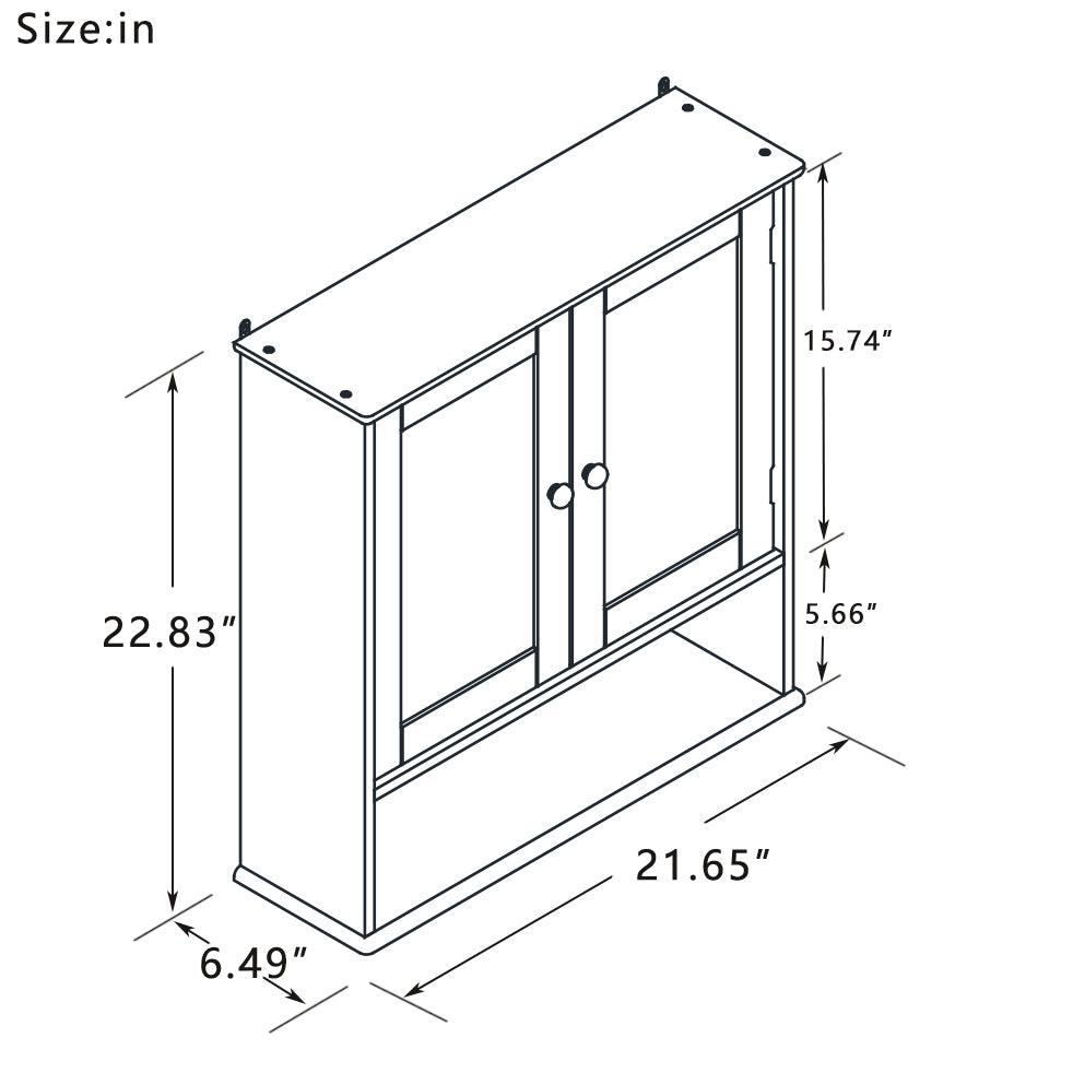 Bathroom Wall Cabinet with Doule Mirror Doors and Shelvs LamCham