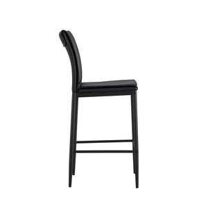 Black Leather Barstool Dining Counter Height Chair Set of 2 LamCham