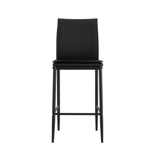 Black Leather Barstool Dining Counter Height Chair Set of 2 LamCham