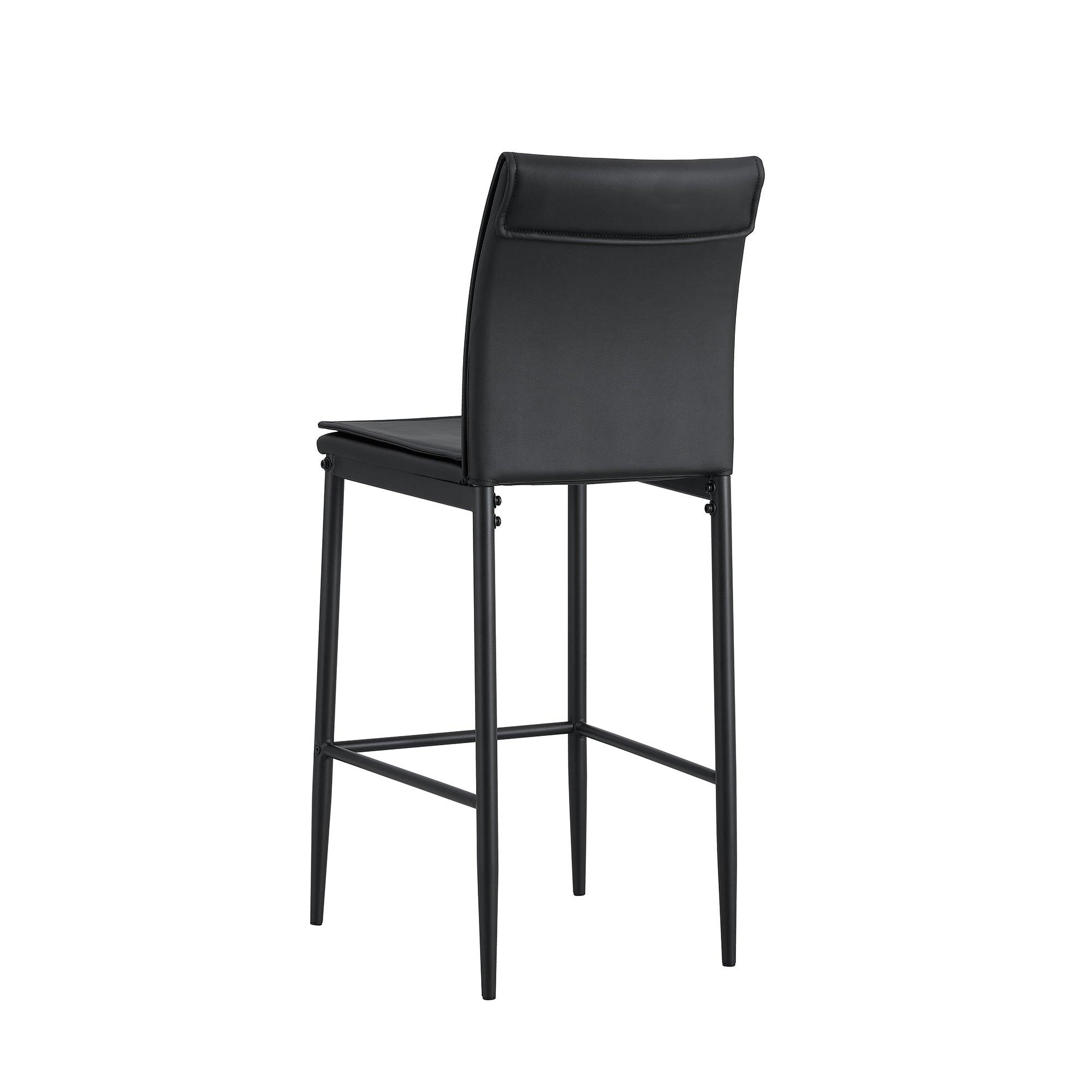 Black Leather Barstool Dining Counter Height Chair Set of 2 LamCham