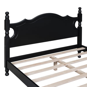 CIFYUN Full Size Retro Style Wood Platform Bed Frame, Black LamCham