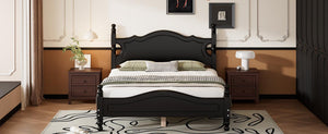 CIFYUN Full Size Retro Style Wood Platform Bed Frame, Black LamCham