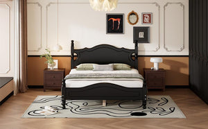 CIFYUN Full Size Retro Style Wood Platform Bed Frame, Black LamCham