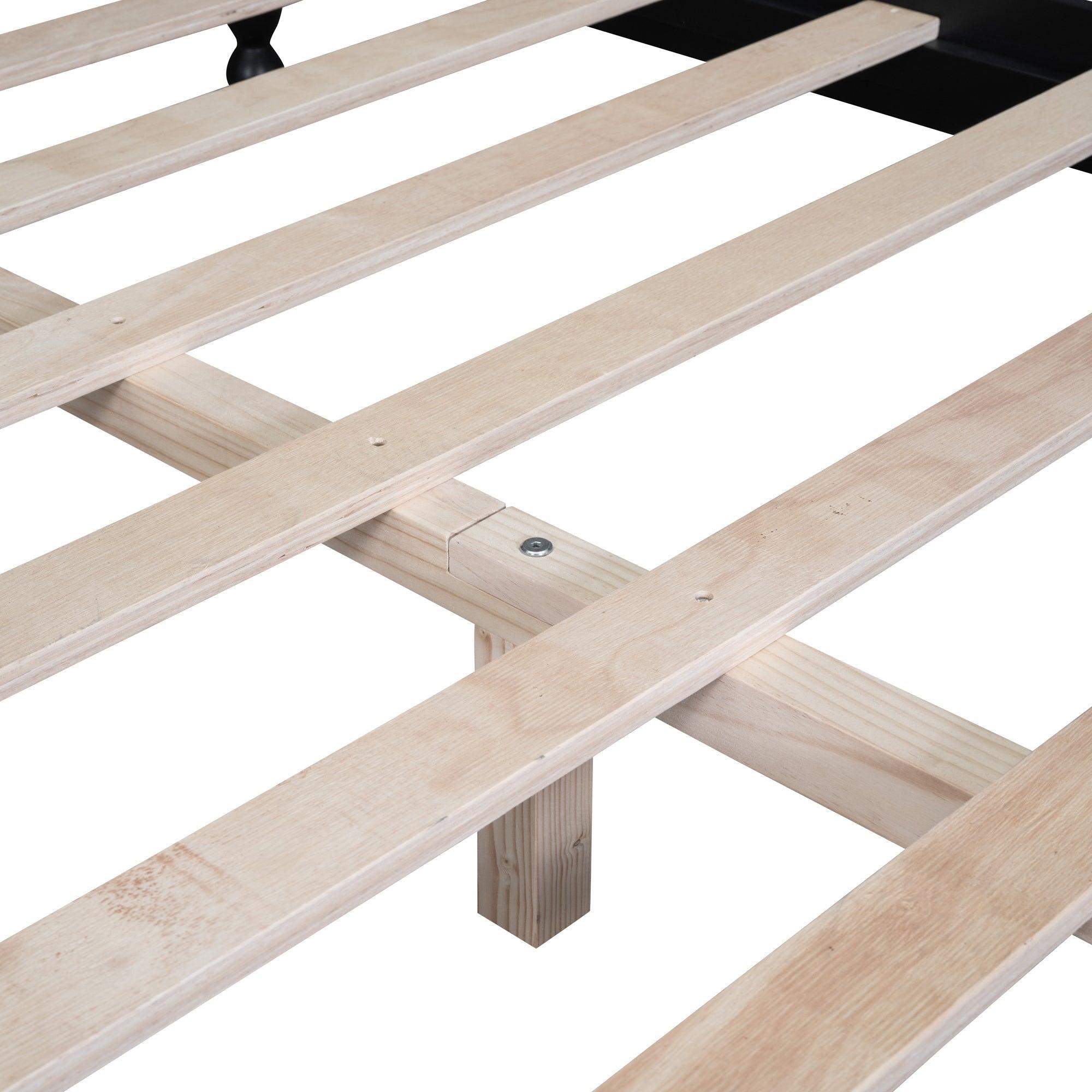 CIFYUN Full Size Retro Style Wood Platform Bed Frame, Black LamCham