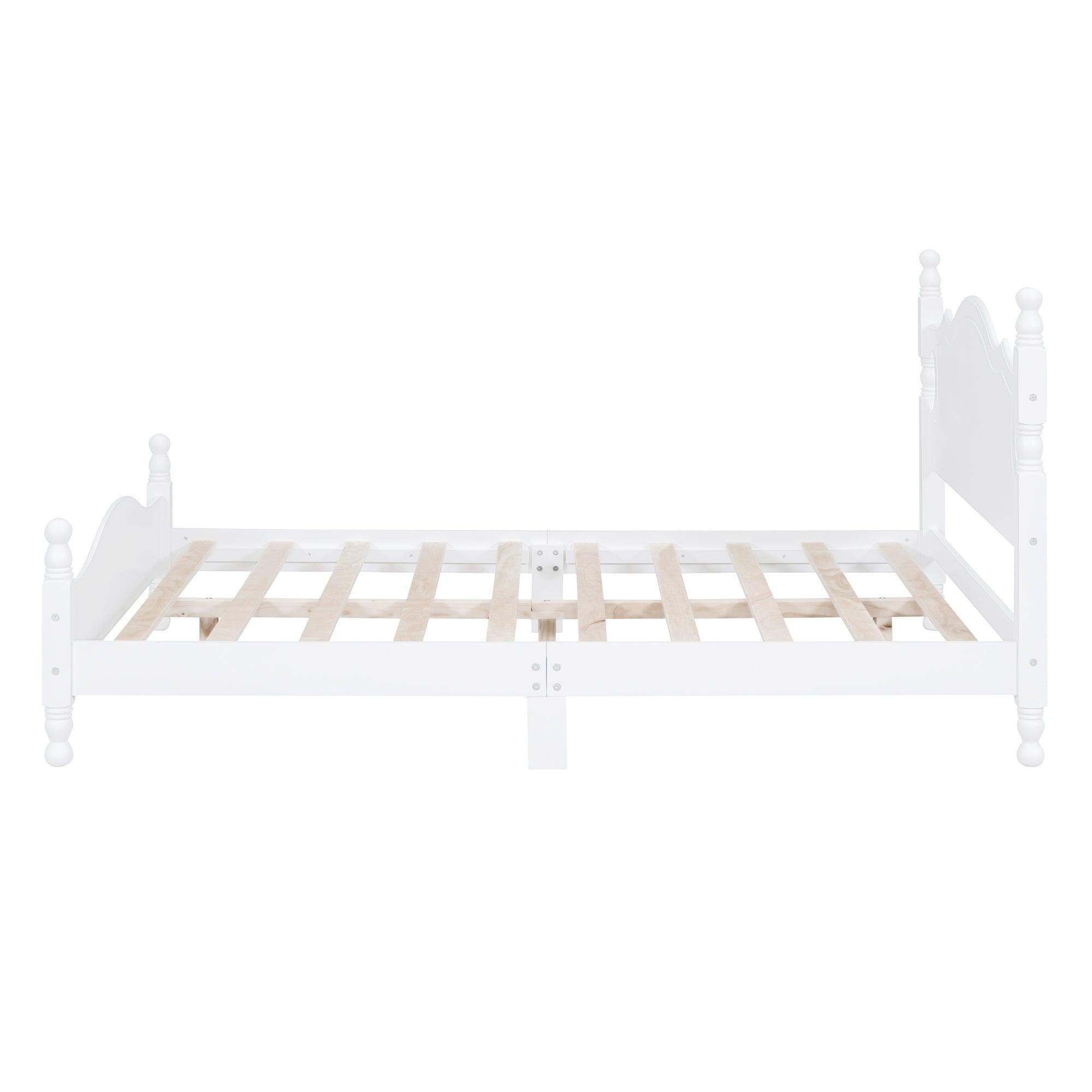 CIFYUN Full Size Retro Style Wood Platform Bed Frame, White LamCham