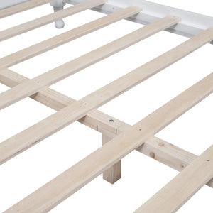 CIFYUN Full Size Retro Style Wood Platform Bed Frame, White LamCham