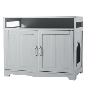 Cat Litter Box Enclosure With Hidden Plug, 2 Doors, Gray LamCham