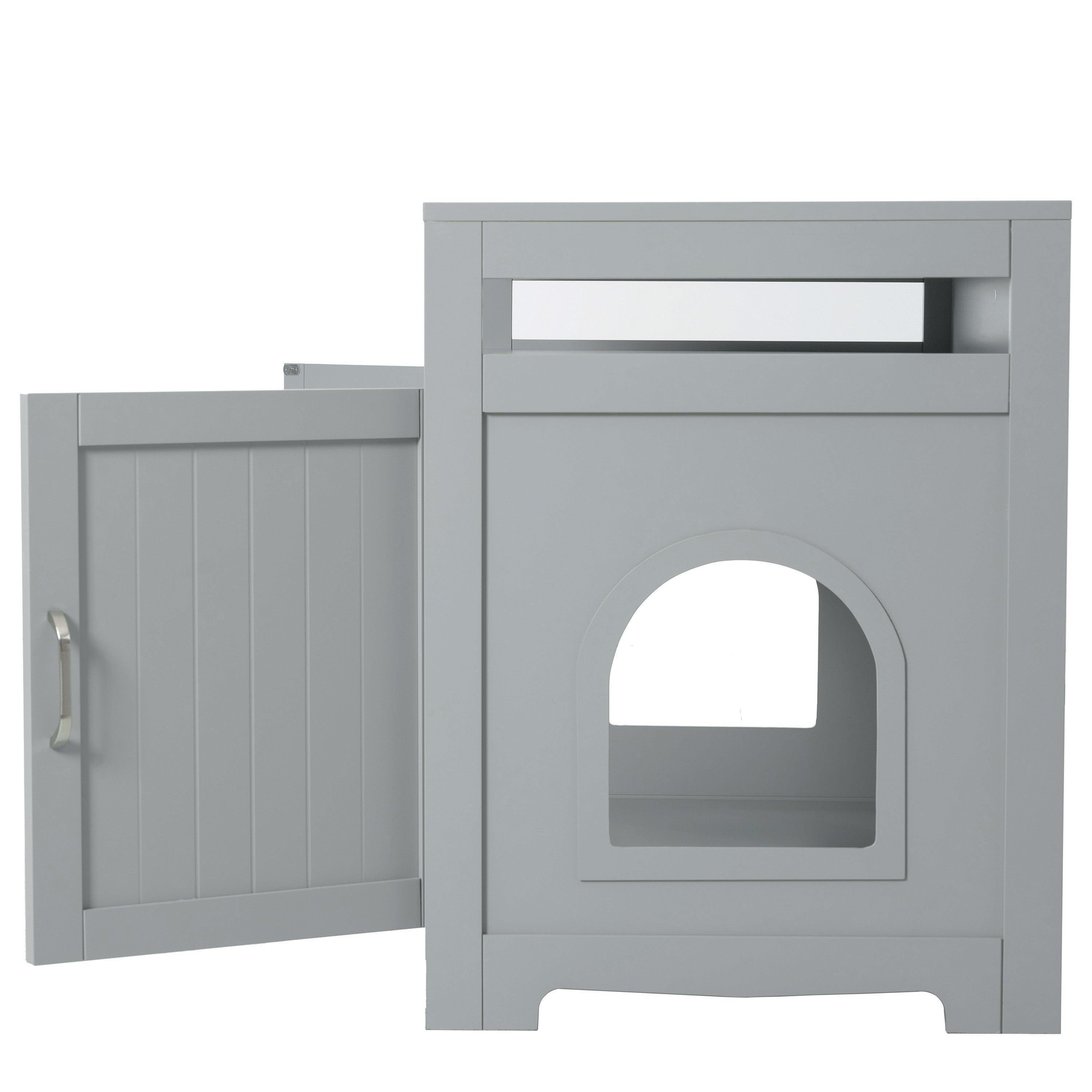 Cat Litter Box Enclosure With Hidden Plug, 2 Doors, Gray LamCham