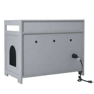 Cat Litter Box Enclosure With Hidden Plug, 2 Doors, Gray LamCham