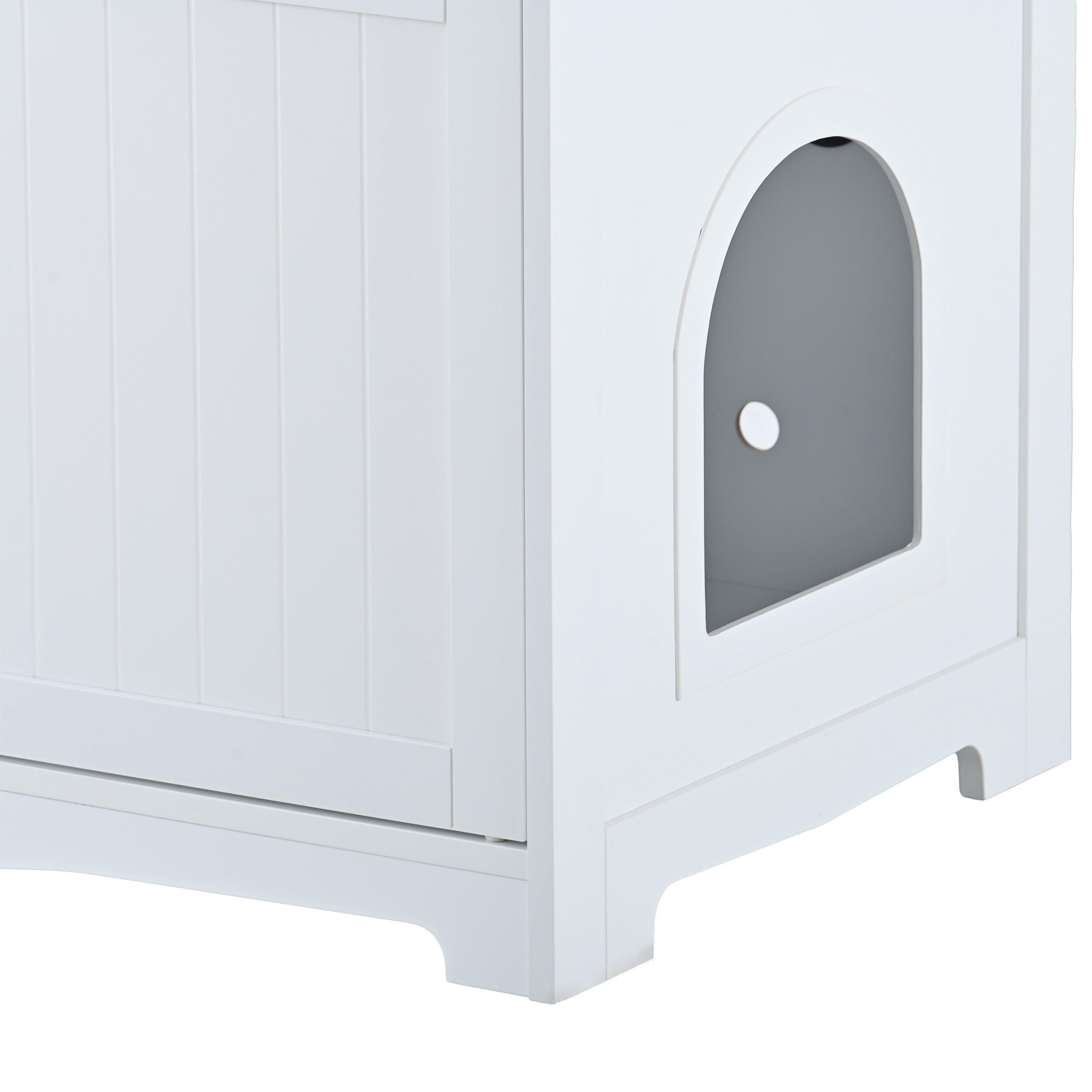 Cat Litter Box Enclosure With Hidden Plug, 2 Doors, White LamCham