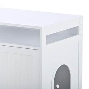 Cat Litter Box Enclosure With Hidden Plug, 2 Doors, White LamCham