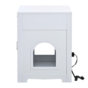 Cat Litter Box Enclosure With Hidden Plug, 2 Doors, White LamCham