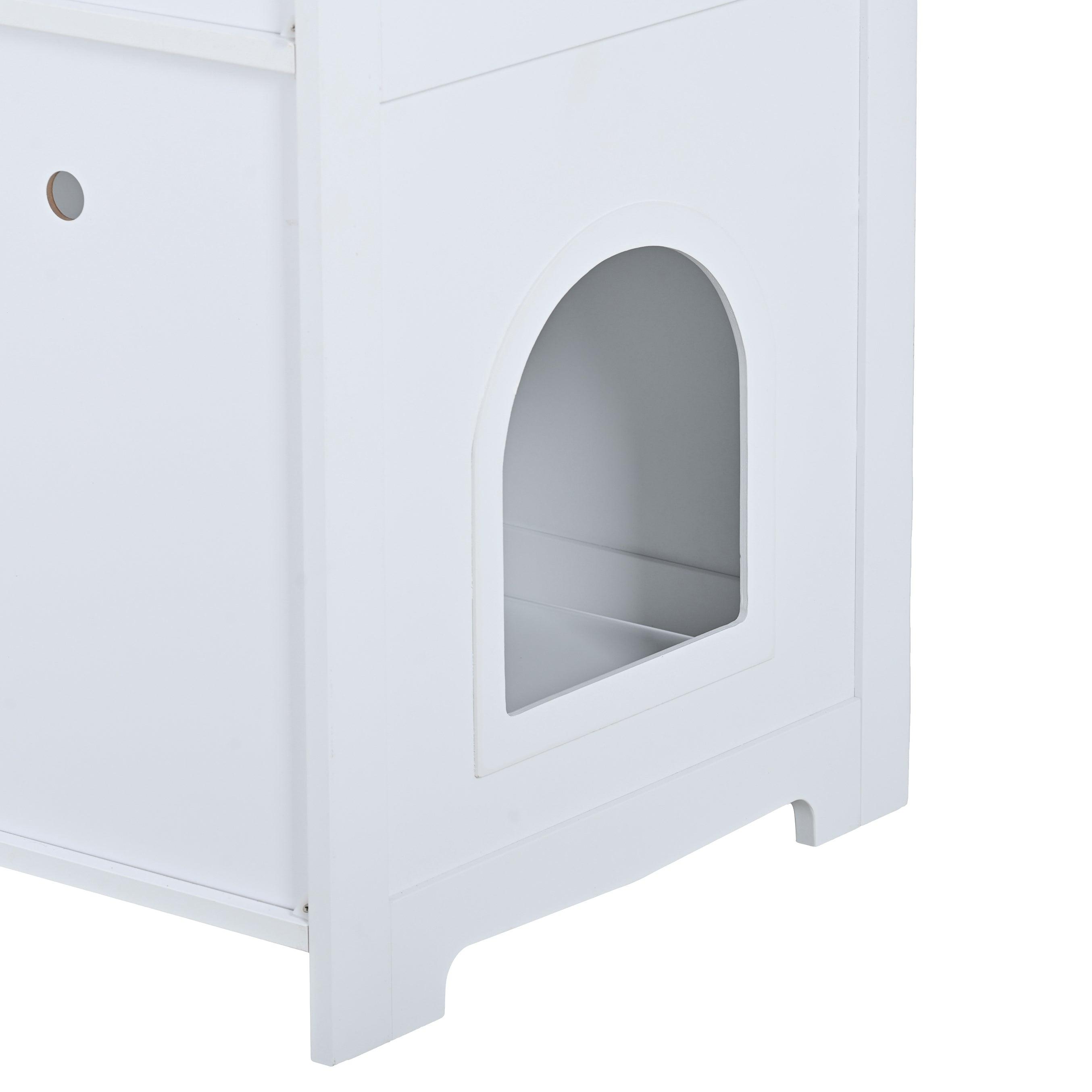 Cat Litter Box Enclosure With Hidden Plug, 2 Doors, White LamCham