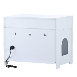 Cat Litter Box Enclosure With Hidden Plug, 2 Doors, White LamCham