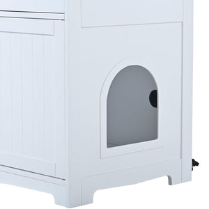 Cat Litter Box Enclosure With Hidden Plug, 2 Doors, White LamCham