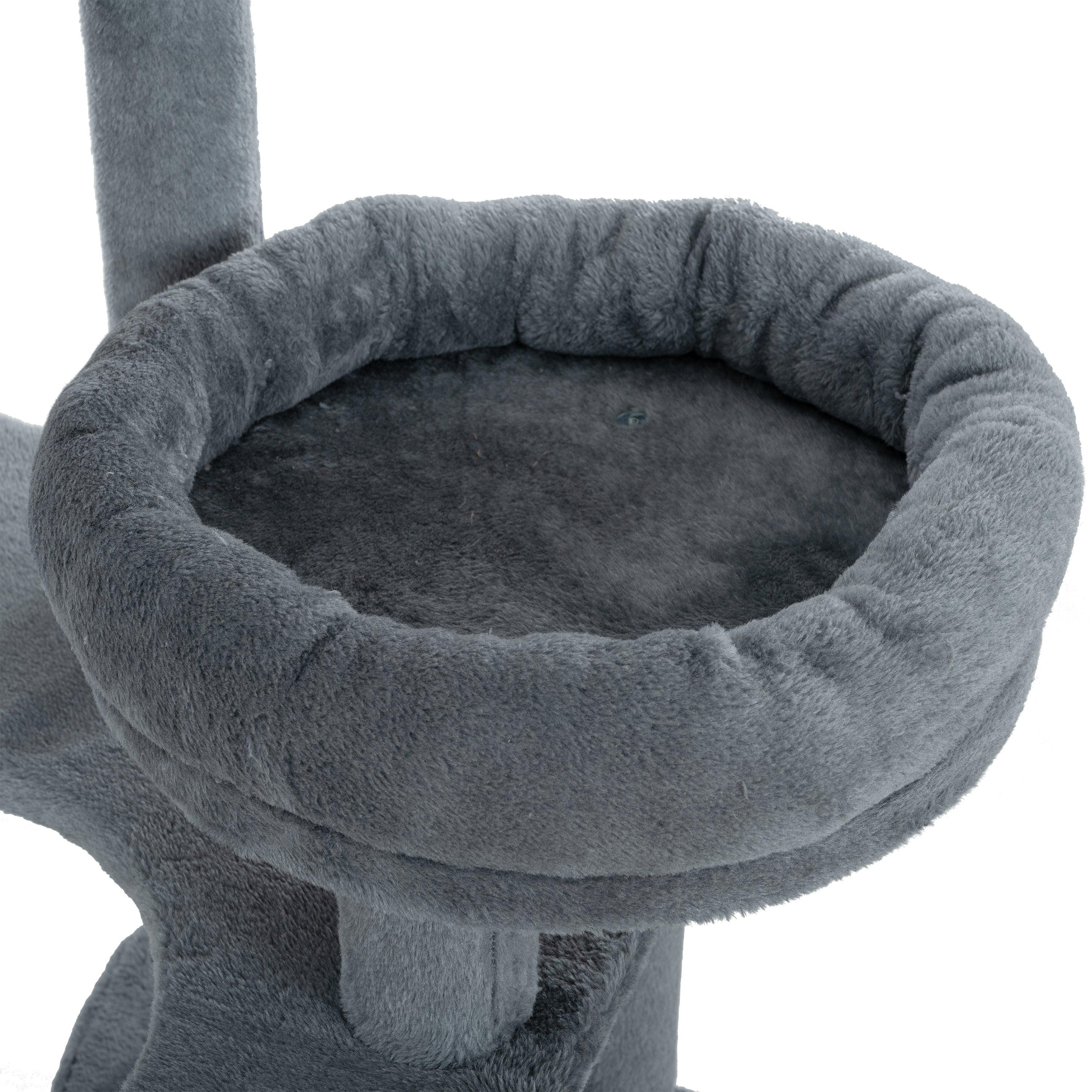 Cat Tree, 105-Inch Cat Tower for Indoor Cats, Plush Multi-Level Cat Condo with 3 Perches, 2 Caves, Cozy Basket and Scratching Board, Gray LamCham